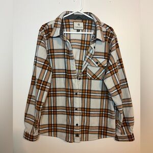 Legendary Whitetails XL Plaid Fleece Lined Shacket Jacket Women Brown Cream